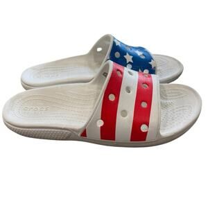 Crocs Unisex Adult Classic ll Slide Red, White, and Blue USA Sandals Size 9